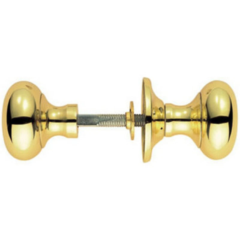 Image of Loops PAIR Large Mushroom Rimmed Mortice Door Knob 53mm Diameter Polished Brass Metallics unisex