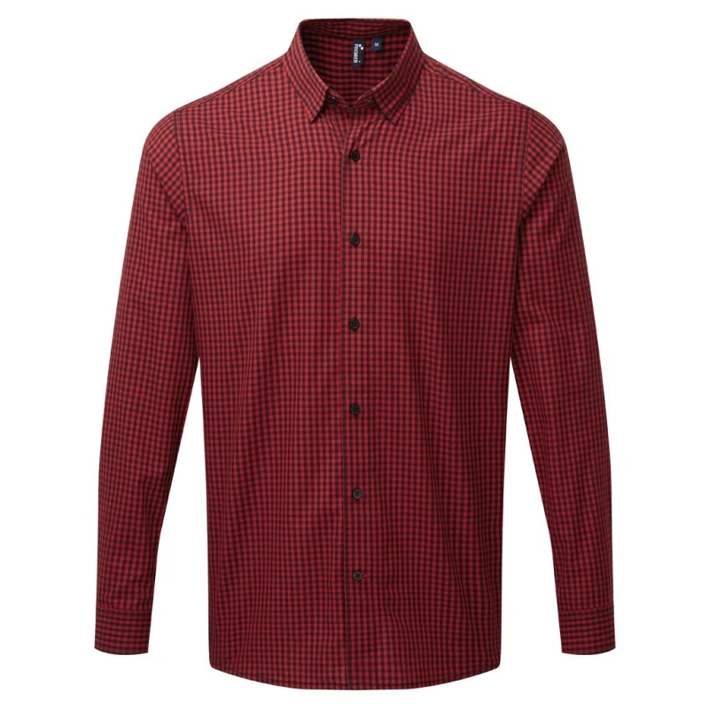 Image of Premier Premier Men Maxton Check Long Sleeve Shirt in Black Size: Small Black S Male 5059444608575