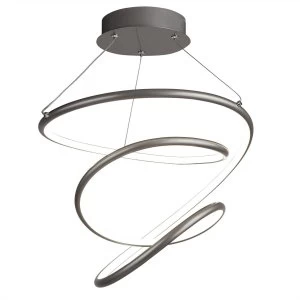Image of Integrated LED 1 Light Pendant Satin Silver, White, Silver