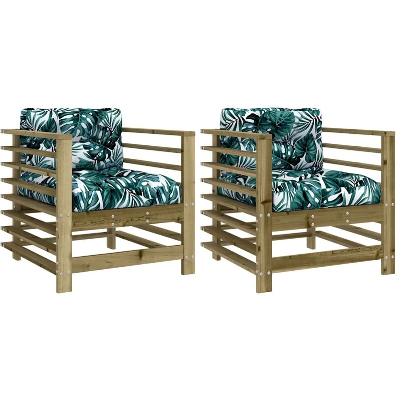 Image of VIDAXL Garden Chairs with Cushions 2 pcs Impregnated Wood Pine Vidaxl 8720845802837