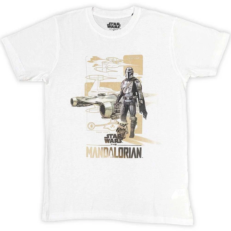 Image of Star Wars The Mandalorian Din and Grogu T Shirt White unisex