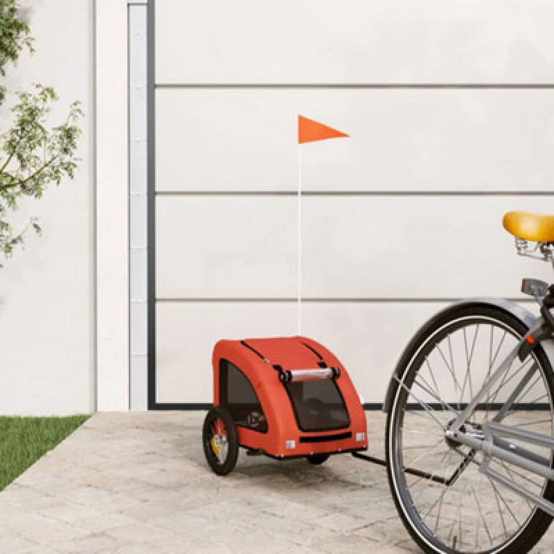 Image of VIDAXL Vidaxl - Pet Bike Trailer Orange Oxford Fabric and Iron 8720845770341