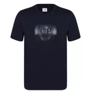 Image of CP COMPANY 30/1 Block Logo T Shirt - Blue
