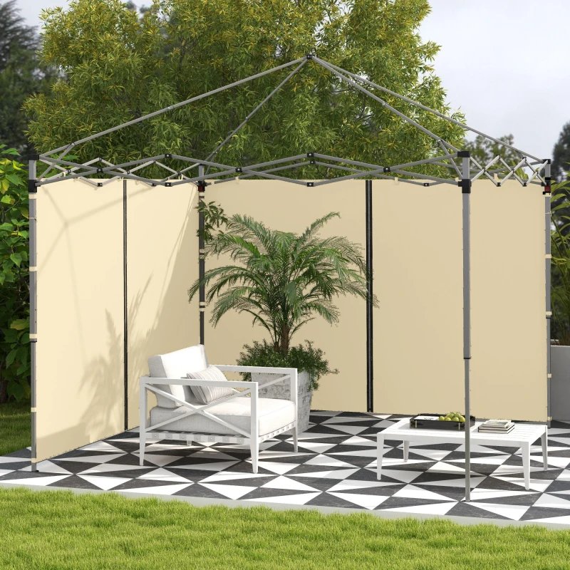 Image of Outsunny 3x3(m) or 3x6m Pop Up Gazebo Side Panels with Zipped Doors Beige - Outsunny 5056725395421