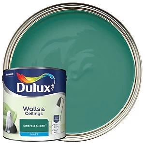 Image of Dulux Walls & Ceilings Emerald Glade Matt Emulsion Paint 2.5L