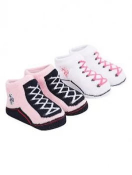 Image of U.S. Polo Assn. Baby Girl Bootie Set - Pink