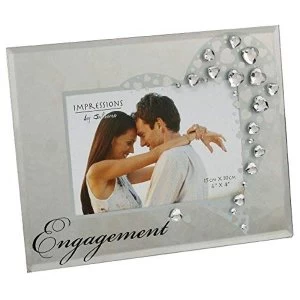 Image of 6" x 4" - Glass Frame with Crystal Hearts - Engagement