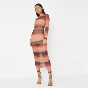 Image of Missguided Mesh Ruched Ombre Midaxi Skirt - Multi