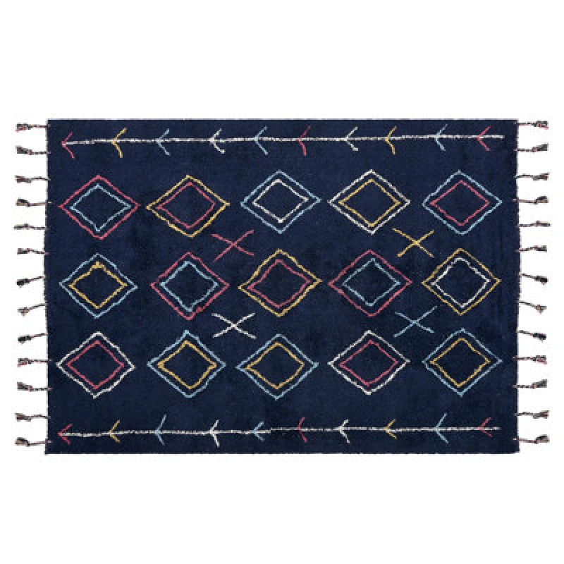 Image of Beliani Rug Corum Black 140 X 200 Cm Cotton