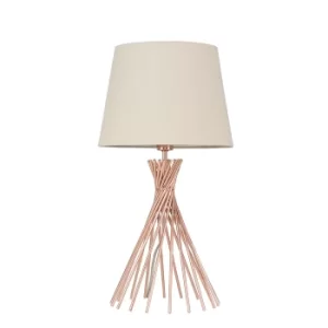Image of Gosforth Copper Table Lamp with Beige Aspen Shade