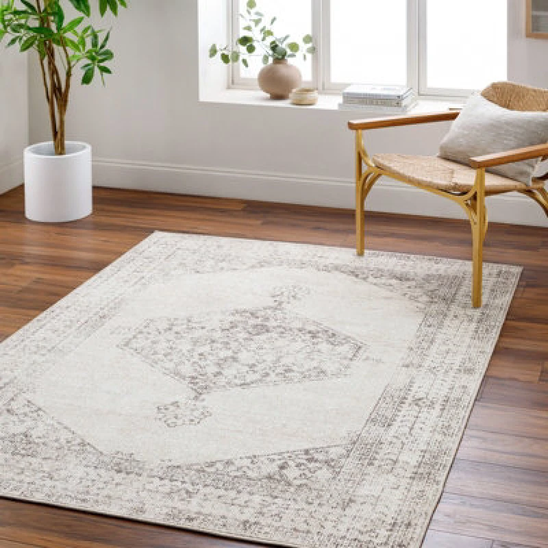 Image of Our Pnw Home X Livabliss Vintage Oriental Boho Tan/cream Olympic Area Rug 200 X 275cm - Easy Care, Ideal For Living Room
