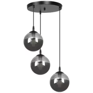 Image of Emibig Cosmo Black Globe Cluster Pendant Ceiling Light with Graphite Glass Shades, 3x E14