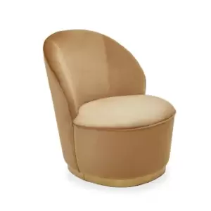 Image of Olivia's Tara Kids Accent Chair in Gold Beige Velvet & Gold Legs