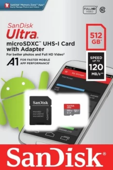 Image of SanDisk Ultra 120MBs Micro SD Memory Card - 512GB