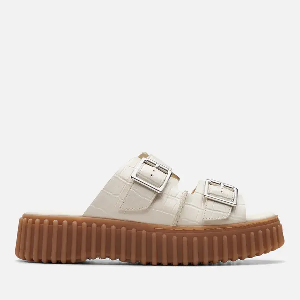 Image of Clarks Womens Torhill Cros-Effect Leather Sandals - UK 6