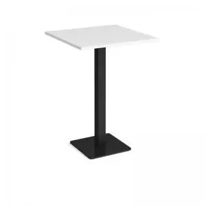 Image of Brescia square poseur table with flat square Black base 800mm - white