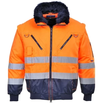 Image of Portwest PJ50ONRL - sz L Hi-Vis 3-in-1 Pilot Jacket - Orange/Navy