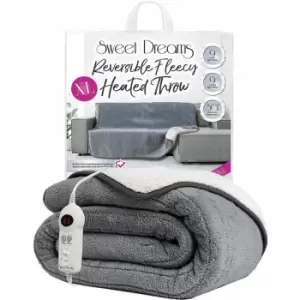 Image of Sweet Dreams XL Reversible Grey Fleecy Heated Throw - Grey