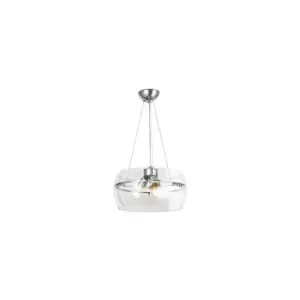 Image of Merano Cylindrical Pendant Ceiling Light, Chrome, Glass, 3x E27