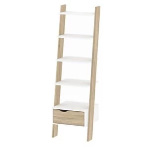 Image of Ebru White oak effect Painted 4 Shelf Bookcase (H)1804mm (W)551mm (D)481mm
