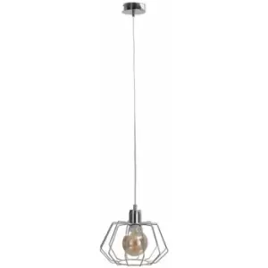 Image of Keter Lighting - Keter Luna Wire Frame Pendant Ceiling Light Silver, 25cm, 1x E27