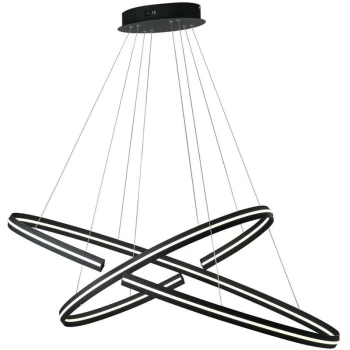 Image of Fan Europe Lighting - Fan Europe CLARKE LED 2 Ring Pendant Ceiling Light Black 4500lm 3000K 80x40+60x30cm