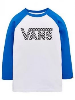 Image of Vans Boys Classic Raglan WhiteBlue WhiteBlue Size L12 14 Years