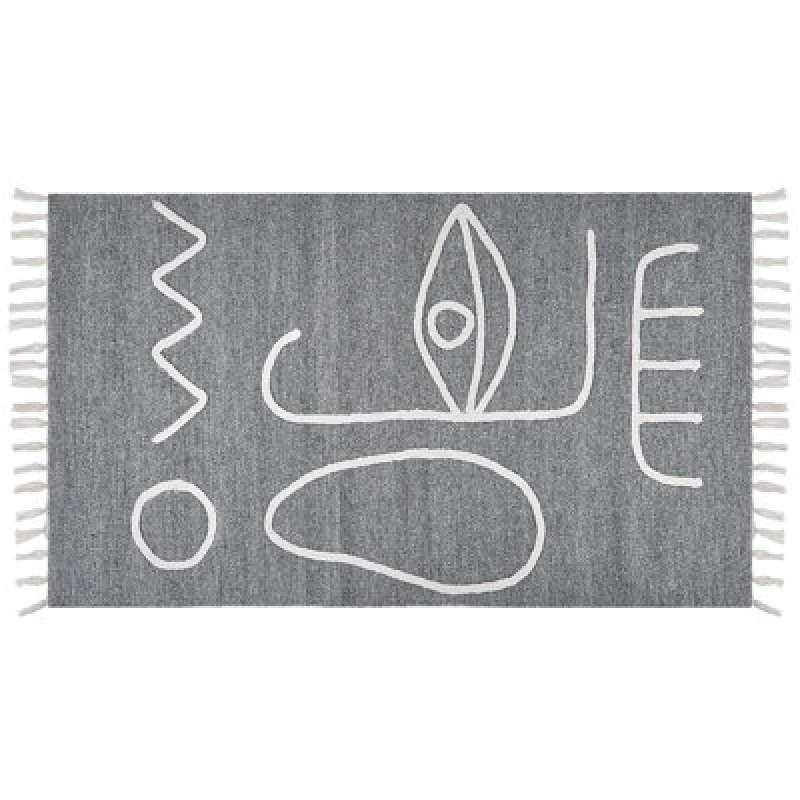 Image of Beliani Outdoor Rug Yavu Grey 80 X 150 Cm