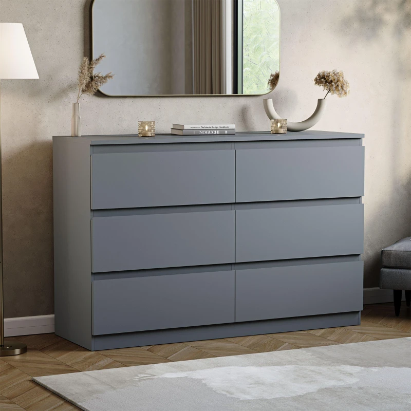 Image of Lassic Vida Designs Denver 6 Drawer Chest Grey unisex 6 Drawer