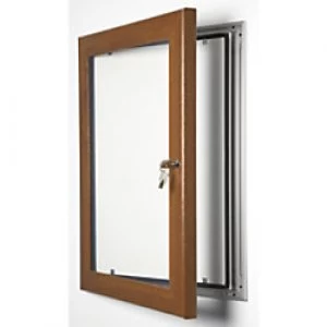 Image of Stewart Superior Wall Mountable Lockable Poster Case 31 x 38cm Dark Wood