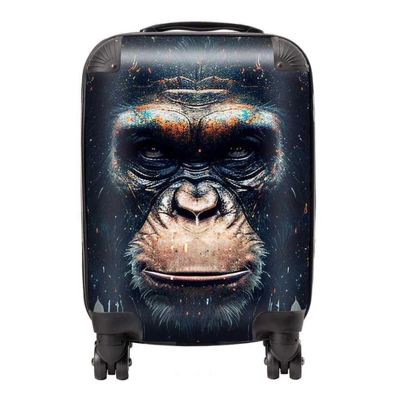 Image of Warren Reed - Designer Gorilla Face Splashart Suitcase in Brown Size: Medium Brown Unisex Medium