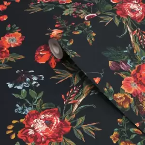 Image of Joules Navy Floral Forest Smooth Wallpaper