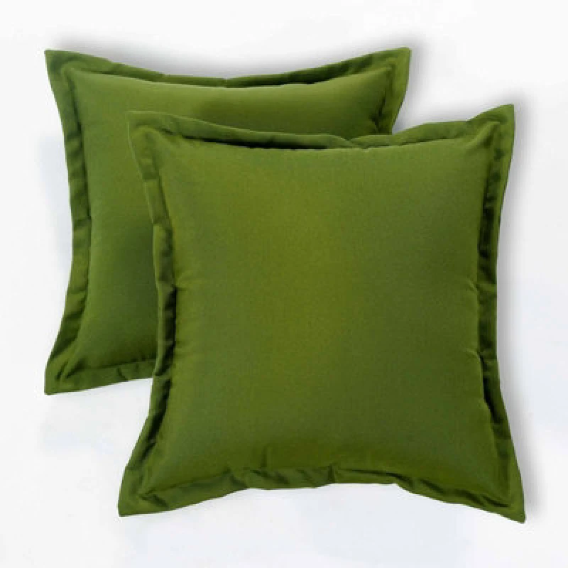 Image of Homescapes Luxury Outdoor Cushions 2 Set, Waterproof Filled Cushions, Soft-Touch, Plain Green, For Garden And Indoors, 45 X 45 Cm