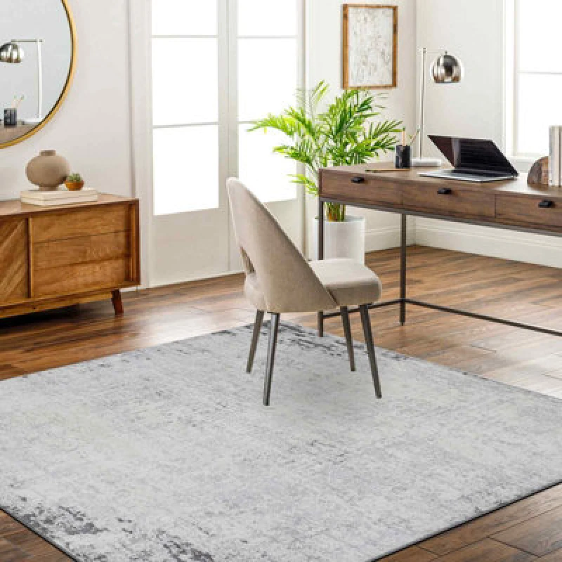 Image of Livabliss Square Abstract Modern Marble Charcoal Alix Area Rug 200 X 200 Cm - Easy Care, Non Shedding, Ideal For Living Room & Bedroom