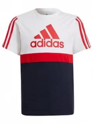 Image of adidas Junior Boys Cb Tee, Black/Red, Size 7-8 Years