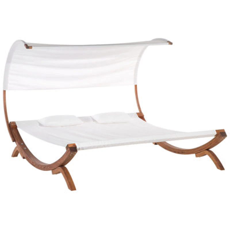 Image of Beliani Sun Lounger With Cushion Teramo Larch Wood Off-White