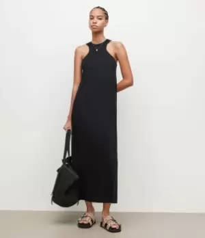 Image of AllSaints Womens Kuru Maxi Dress, Black, Size: 14
