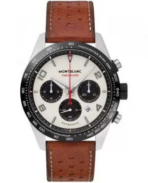 Image of Mont Blanc Timewalker White Dial Leather Strap Mens Watch 118488 118488