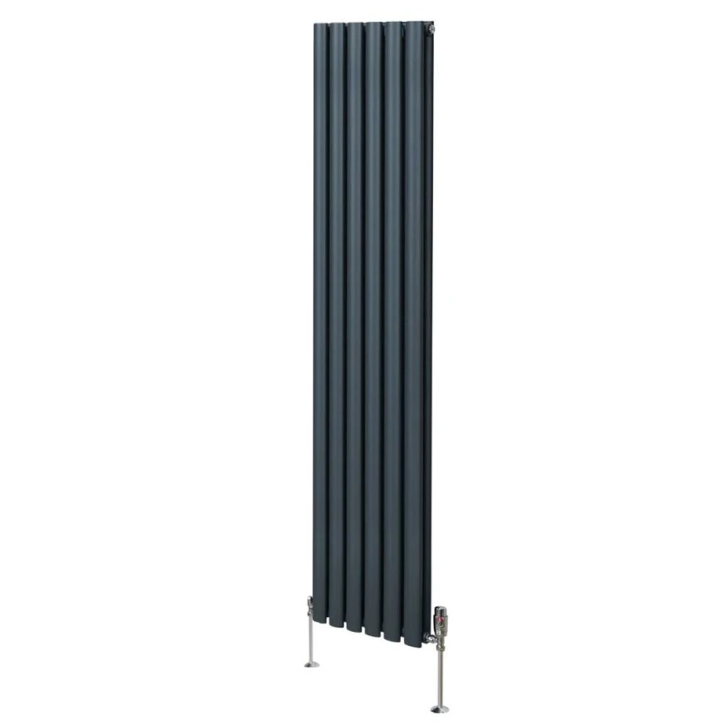 Image of Monstershop Oval Column Radiator & Valves - 1800Mm X 360Mm - Anthracite Grey 10759
