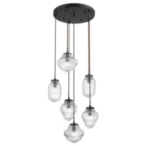 Image of Netlighting Merano Evansville 6 Light Cluster Pendant Ceiling Light Clear Glass