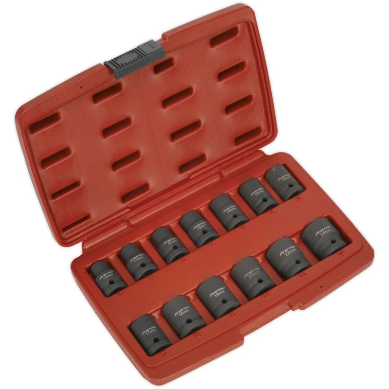 Image of Loops 13 Piece Impact Socket Set - 1/2" Sq Drive - Chromoly Steel Total Drive Sockets Metallics