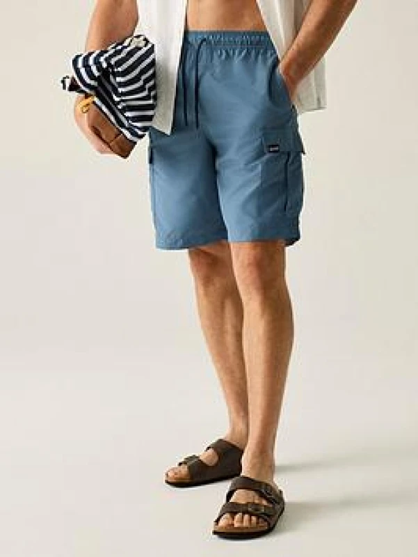 Image of Regatta Mens Blanmont Cargo Swim Shorts in Mid Blue Size: Large Mid Blue Male L