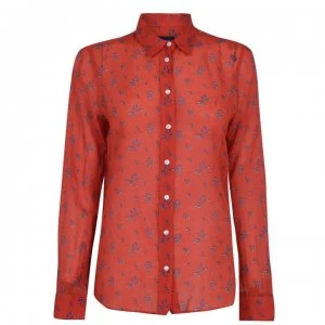 Image of Gant Voile Cotton Silk Shirt - BLOOD Orange
