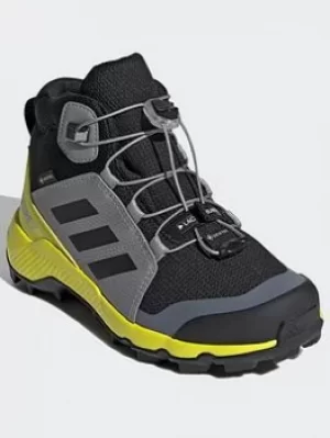 Image of adidas Terrex Mid Gore-tex Hiking Shoes, Green/Black/Orange, Size 1