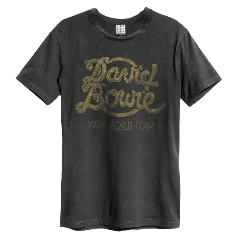 Image of Amplified Amplified Men 1978 World Tour David Bowie T-Shirt in Charcoal Size: Small Charcoal S Male 5063470014064