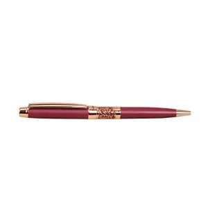 Image of Stratton Ballpoint Pen - Red Lacquer & Rose Gold Plated