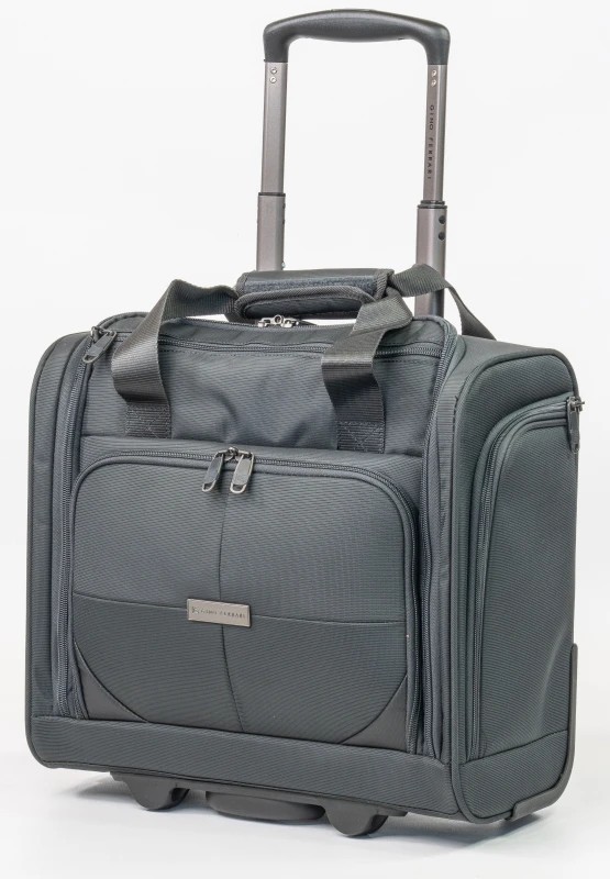 Image of Gino Ferrari Omis Premium 17" Soft Shell Underseat Flight Bag Wheeled Cabin Luggage in Black Size: Mini Cabin Black Unisex Mini Cabin