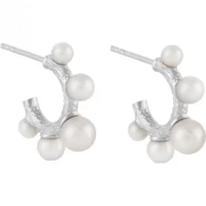 Image of Olivia Burton Under The Sea Silver Coral Pearl Hoop