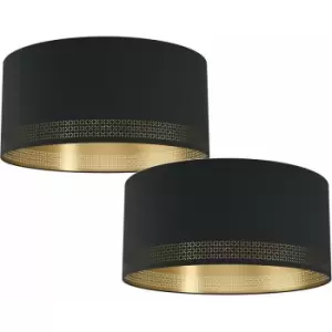 Image of Loops - 2 pack Wall Flush Ceiling Light Colour Black Shade Black Gold Fabric E27 1x40W