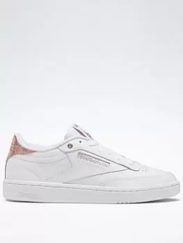 Image of Reebok Club C 85 Shoes, White/Pink, Size 5, Women